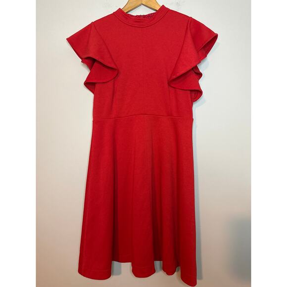 Anthropologie Dresses & Skirts - Anthropologie Maeve Deena Mini Dress Ruffle Sleeve Red Small Holiday Party